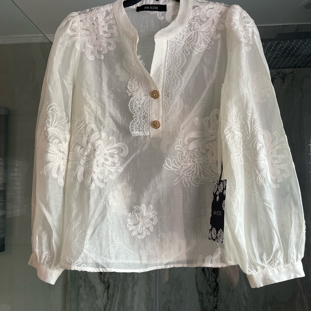 Elegant Off White Embroidered Blouse